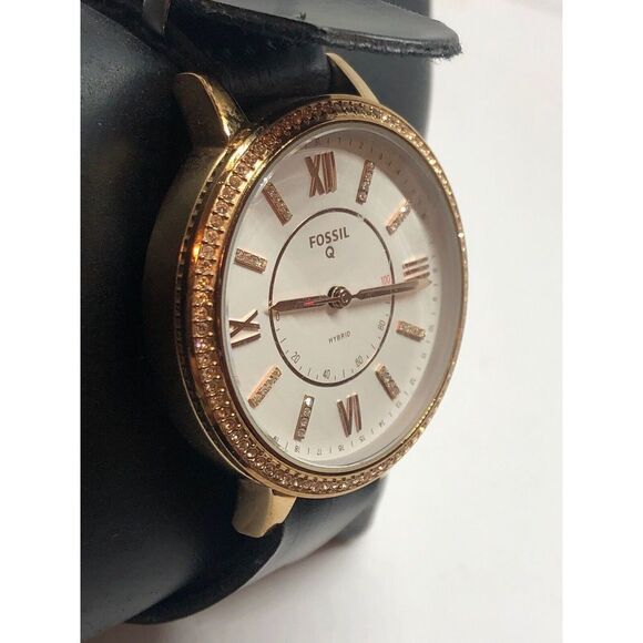Fossil FTW5010 Women's Black Leather Analog White Dial Hybrid Smart Watch CM298 - Picture 3 of 9